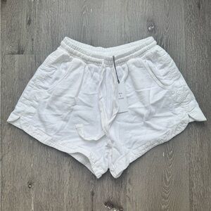 Unsubscribed White Lounge Sweat Shorts Elastic Waist Drawstring NWT
